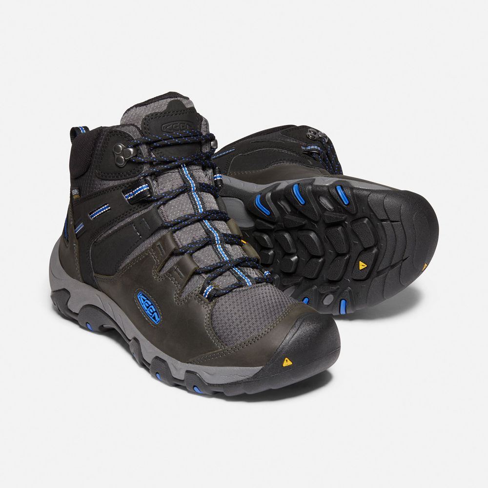 Keen Outdoor Bot Erkek Siyah/Mavi - Steens Deri Waterproof - Türkiye XMQU53974